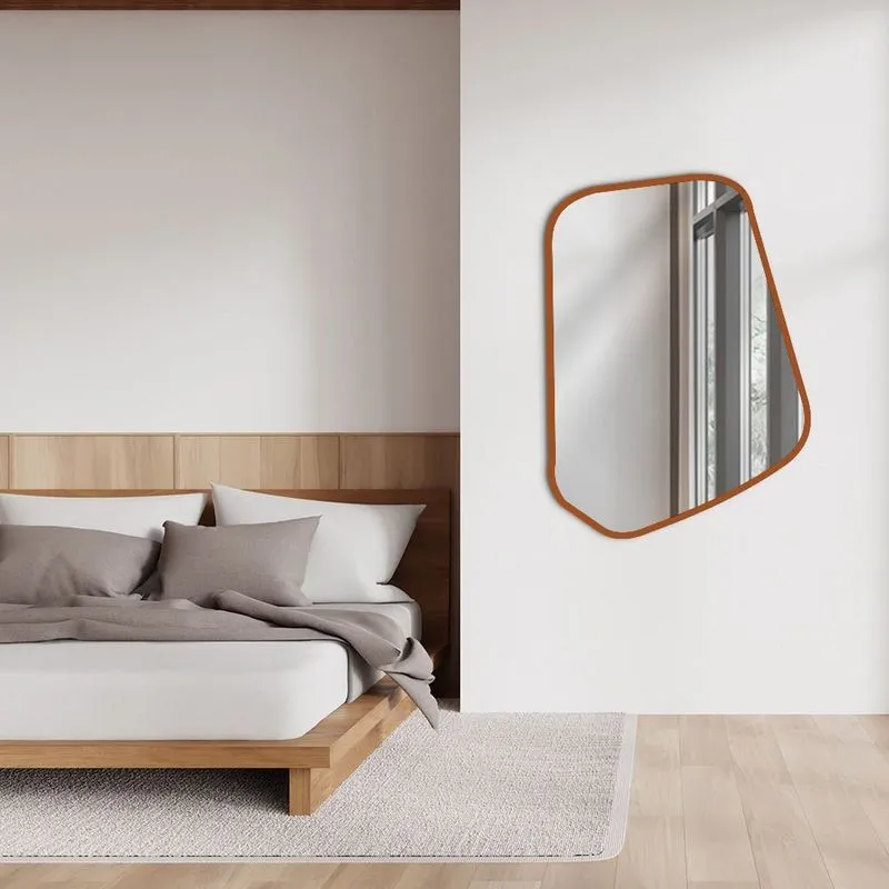 Espelho Decorativo Moderno Orgânico Modelo Malta 53cm X 73cm Para Quarto Sala Caramelo
