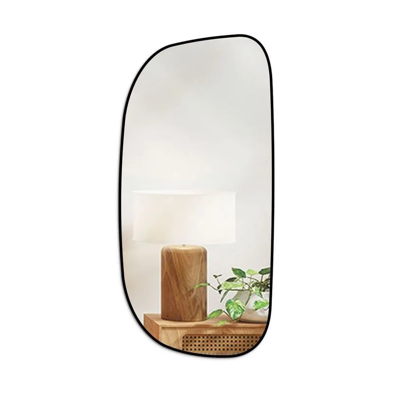Espelho Decorativo Orgânico Grande Modelo Ágata 50x110 Para Quarto Banheiro Hall Preto