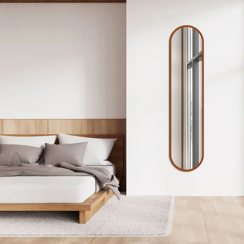 Espelho Decorativo Oval Cápsula 38x160 Grande De Parede Caramelo