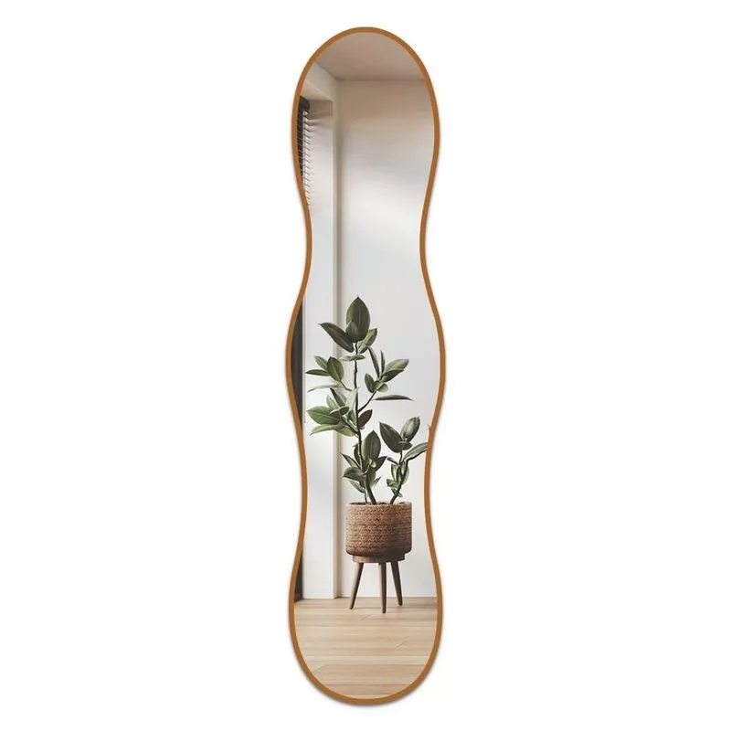 Espelho Decorativo Ondas Pequeno 38x160 Orgânico De Parede Caramelo