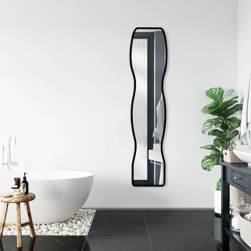 Espelho Decorativo Orgânico Ondas 38x160 De Parede Preto