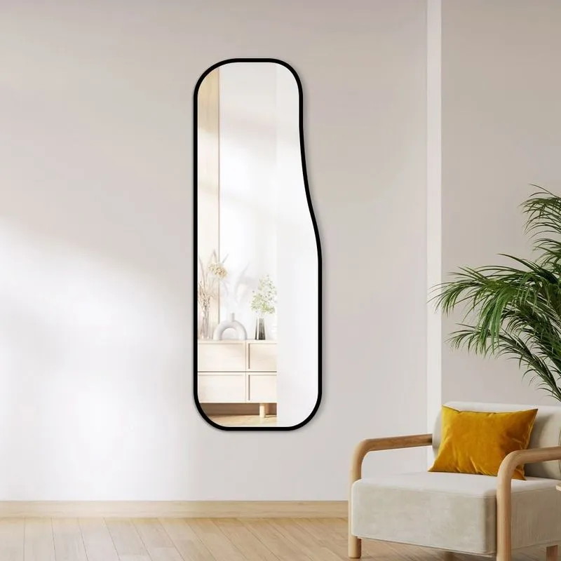 Espelho Decorativo Orgânico Cintura 55x160 Moderno De Parede Preto
