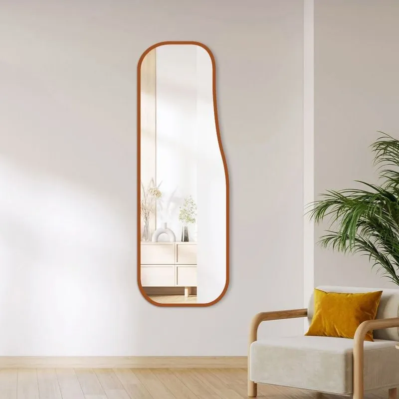 Espelho Decorativo Orgânico Cintura 55x160 Moderno De Parede Caramelo