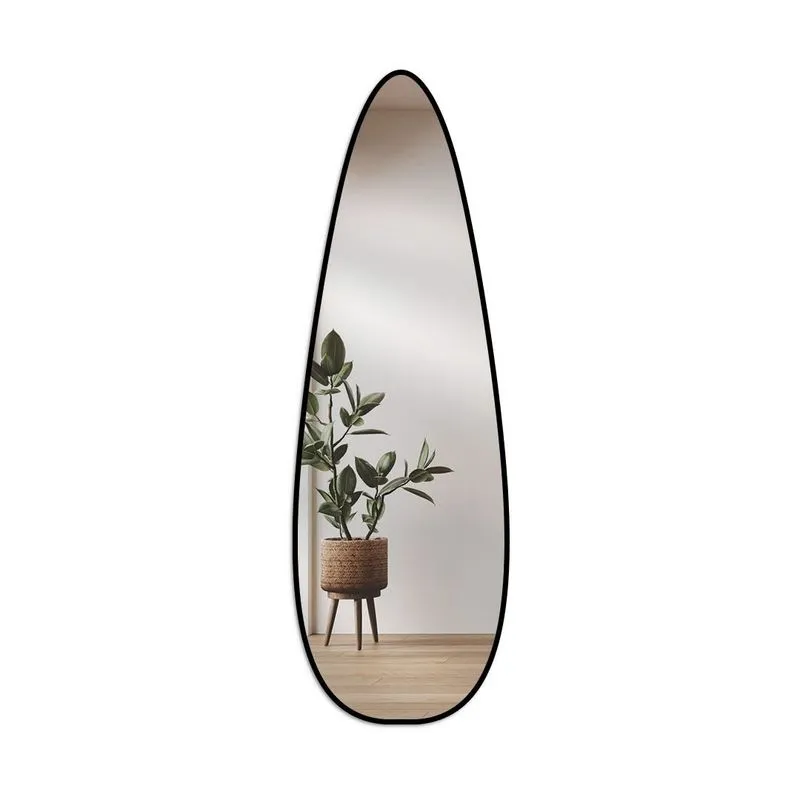 Espelho Decorativo Oval João Bobo 55x160 De Parede Preto
