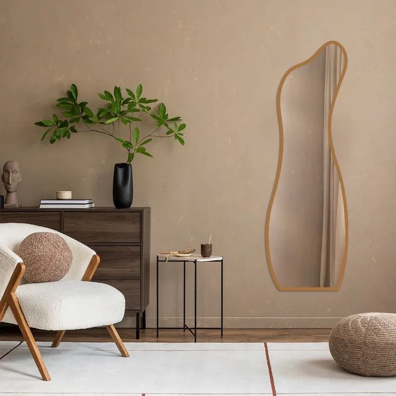 Espelho Decorativo Modelo Curva 55x160 De Parede Caramelo