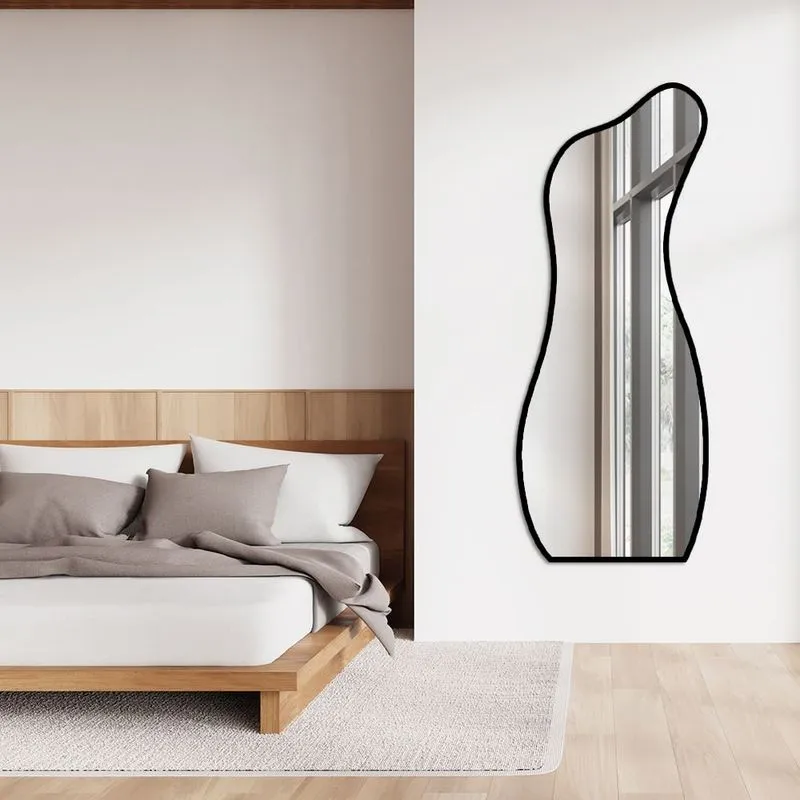 Espelho Decorativo Grande Modelo Curva 70cm X 160cm De Parede Para Quarto Sala Lavabo Preto