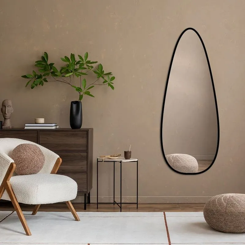 Espelho Decorativo Oval De Parede Modelo João Bobo Grande 70cm X 160cm Preto