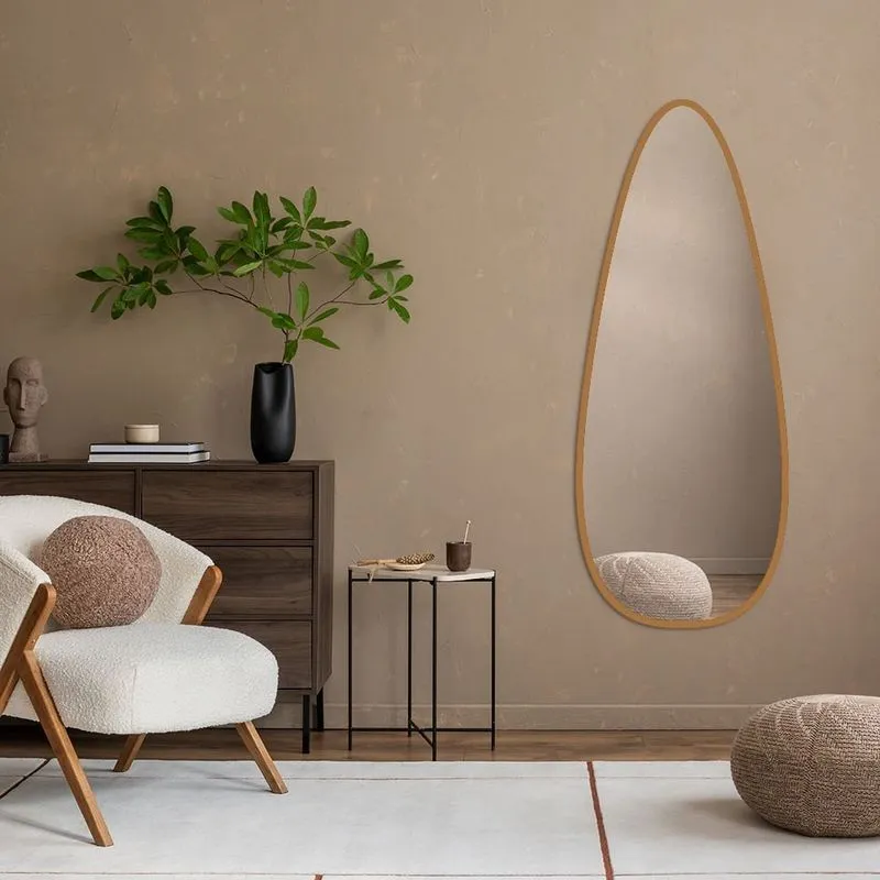 Espelho Decorativo Oval De Parede Modelo João Bobo Grande 70cm X 160cm Caramelo