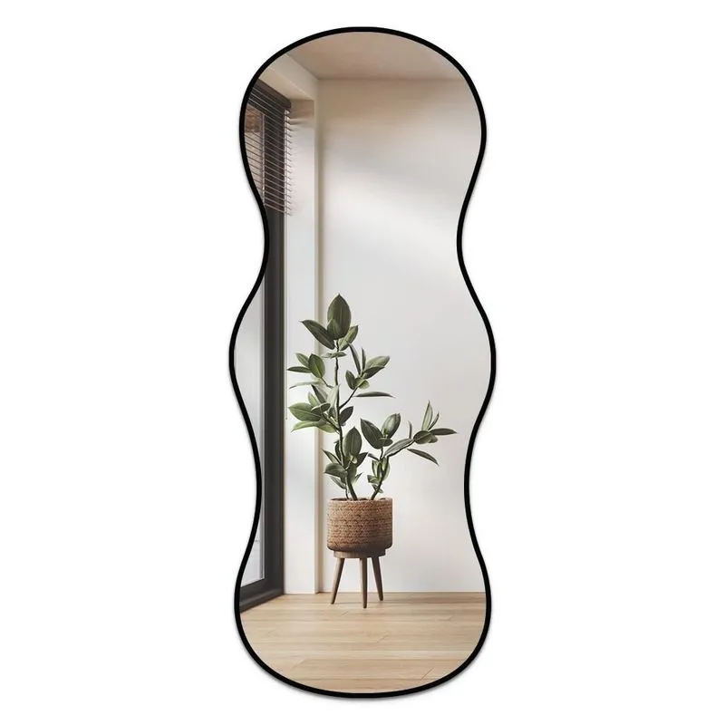 Espelho Decorativo Orgânico De Parede Modelo Ondas 70cm X 160cm Preto