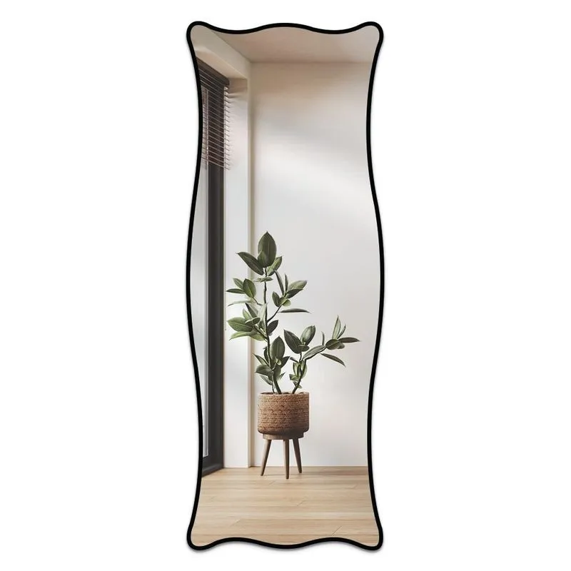 Espelho Decorativo Orgânico Grande Modelo Jade 70cm X 160cm De Parede Para Sala Lavabo Preto