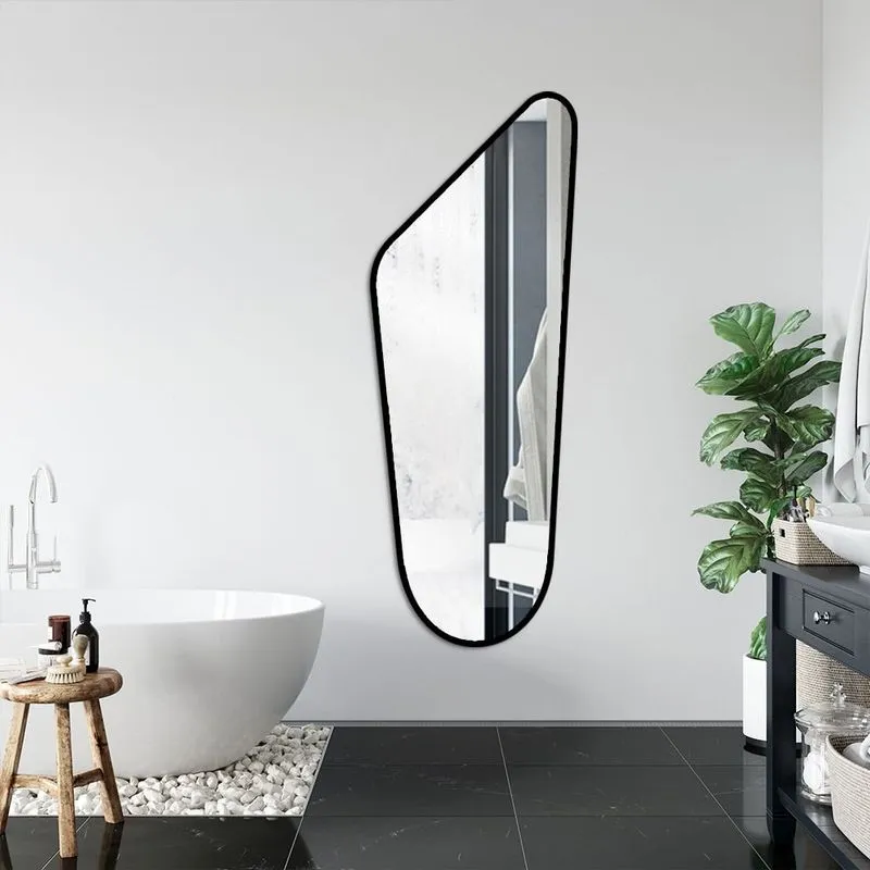 Espelho Decorativo Orgânico Grande Modelo Delta 70cm X 160cm De Parede Para Sala Lavab Preto