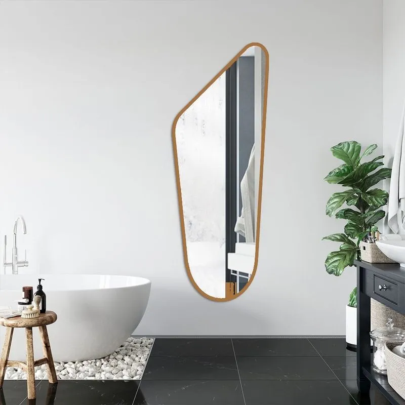 Espelho Decorativo Orgânico Grande Modelo Delta 70cm X 160cm De Parede Para Sala Lavab Caramelo