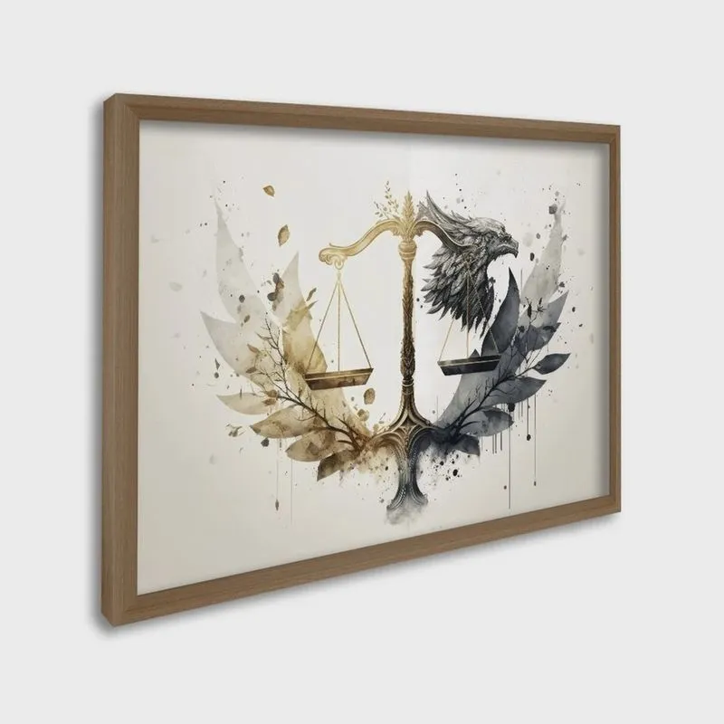 Quadro Decorativo Temático Direito com 1 Tela para Escritório Hall Lavabo 60cm X 90cm Bege
