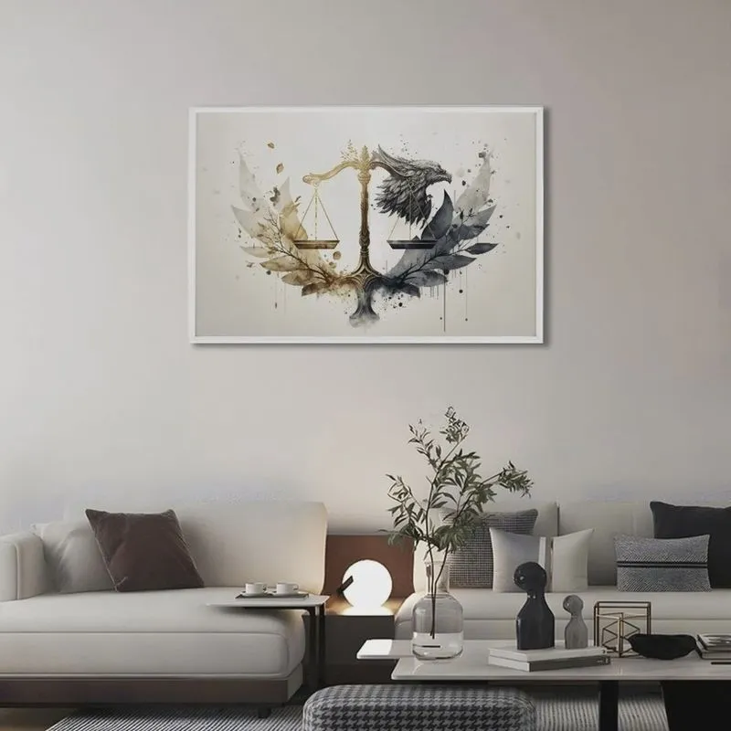 Quadro Decorativo Temático Direito com 1 Tela para Escritório Hall Lavabo 80cm X 120cm Com Vidro
