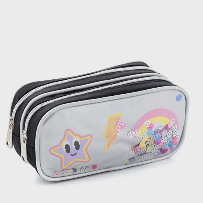 Estojo duplo escolar holográfico Smile Seanite