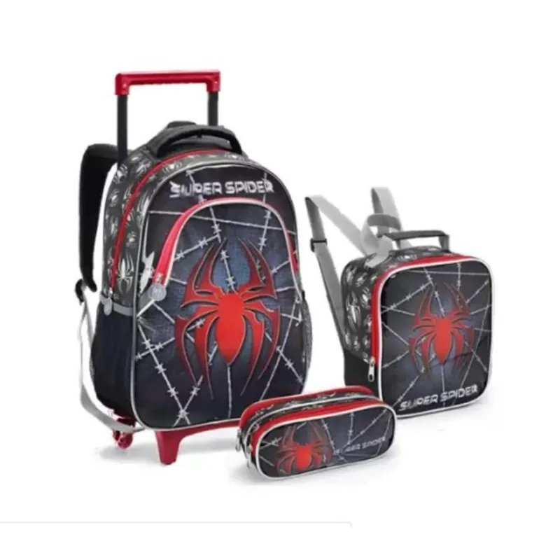 Kit Mochila Spider Aranha Rodinha Lancheira, Estojo Infantil