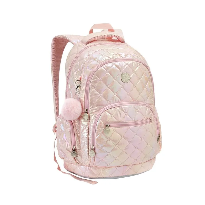 Mochila Seanite Pom Pom Holográfica 19" - Item Sortido