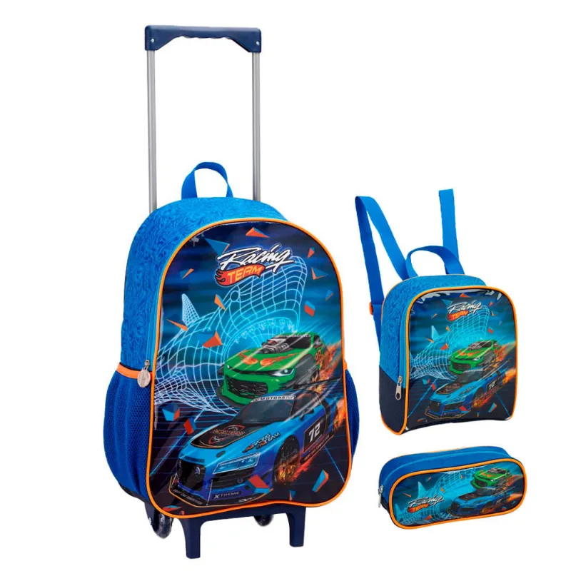 Kit Mochilete Escolar Lancheira Estojo Carros Seanite - Seanite