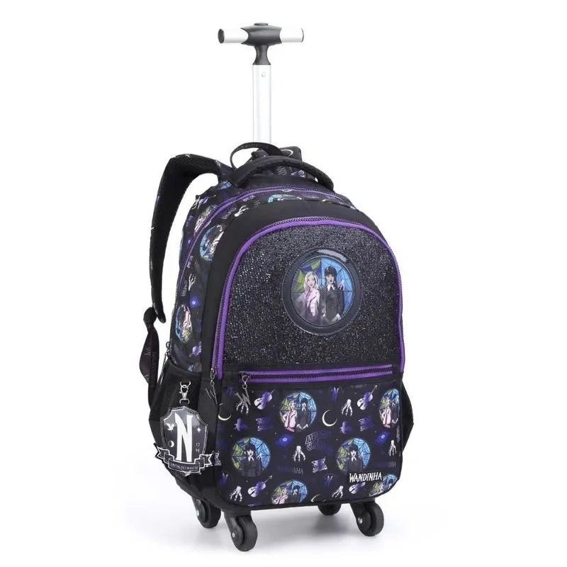 Mochila Infantil Seanite Wandinha Com Rodinhas 46cm MR43789 (MP)