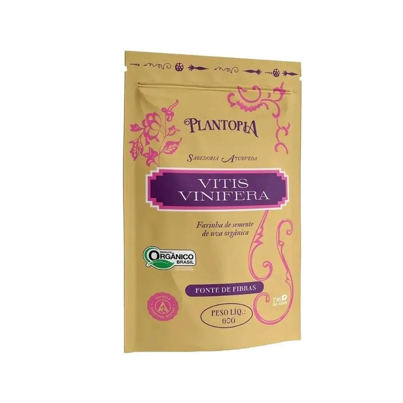 Farinha De Semente Uva Vitis Vinifera Orgânica Plantopia 60g