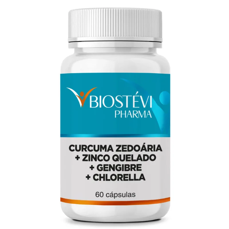Tratamento Do Mau Hálito | Curcuma Zedoária + Zinco quelado + Gengibre + Chlorella - 60 Cápsulas