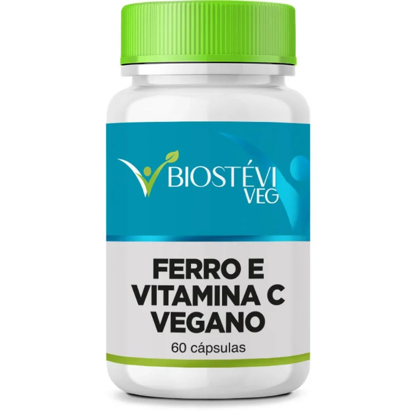 Suplemento de Ferro e Vitamina C Vegano 60 Cápsulas