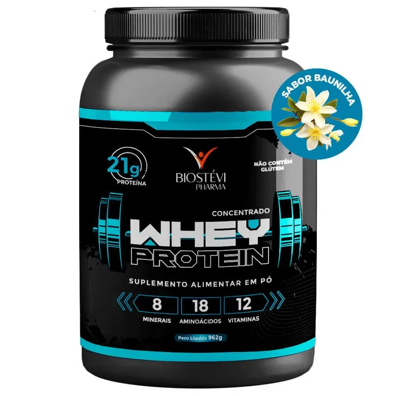 Whey Protein Concentrado 80% Proteína 962g - Sabor Baunilha
