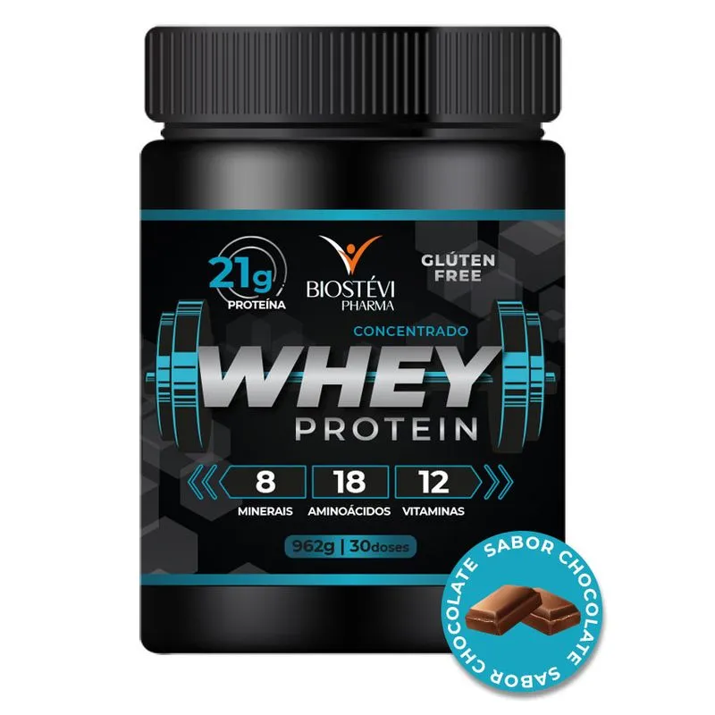 Whey Protein Concentrado 80% Proteína 962g - Sabor Chocolate