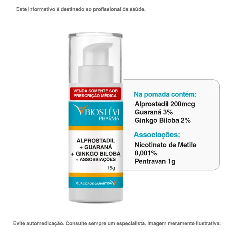Pomada Alprostadil + Guaraná + Ginkgo Biloba + Associações 15g - Libido Feminino