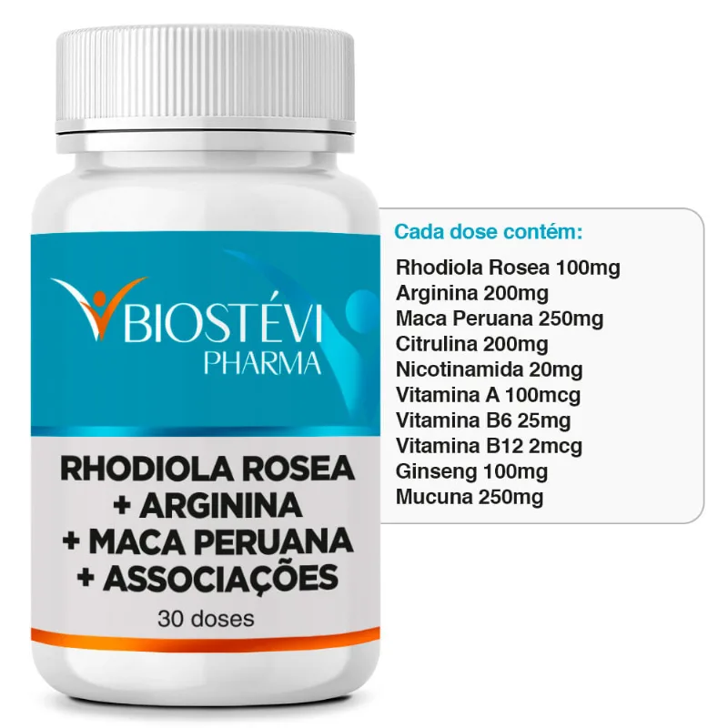 (Azulzinho Rosa) Rhodiola Rosea + Arginina + Associações 30 Doses