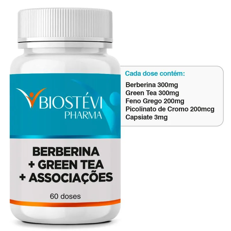 Berberina Termo | Berberina 300mg + Green Tea 300mg + Associações 60 Doses