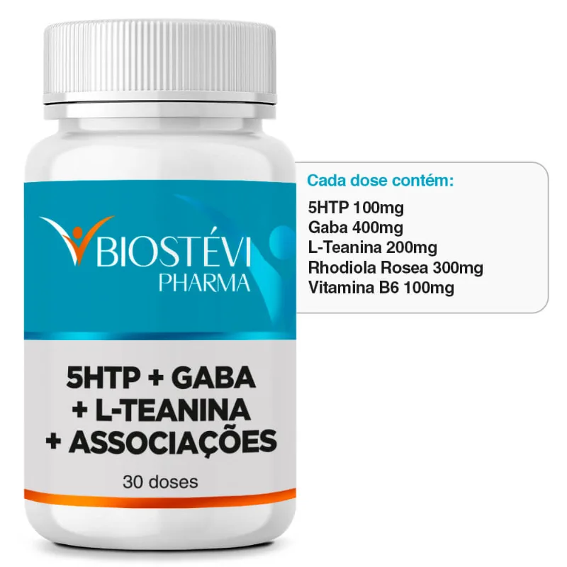 Composto Pro Emocional | 5HTP 100mg + Gaba 400mg + L-Teanina 200mg + Associações 30 Doses