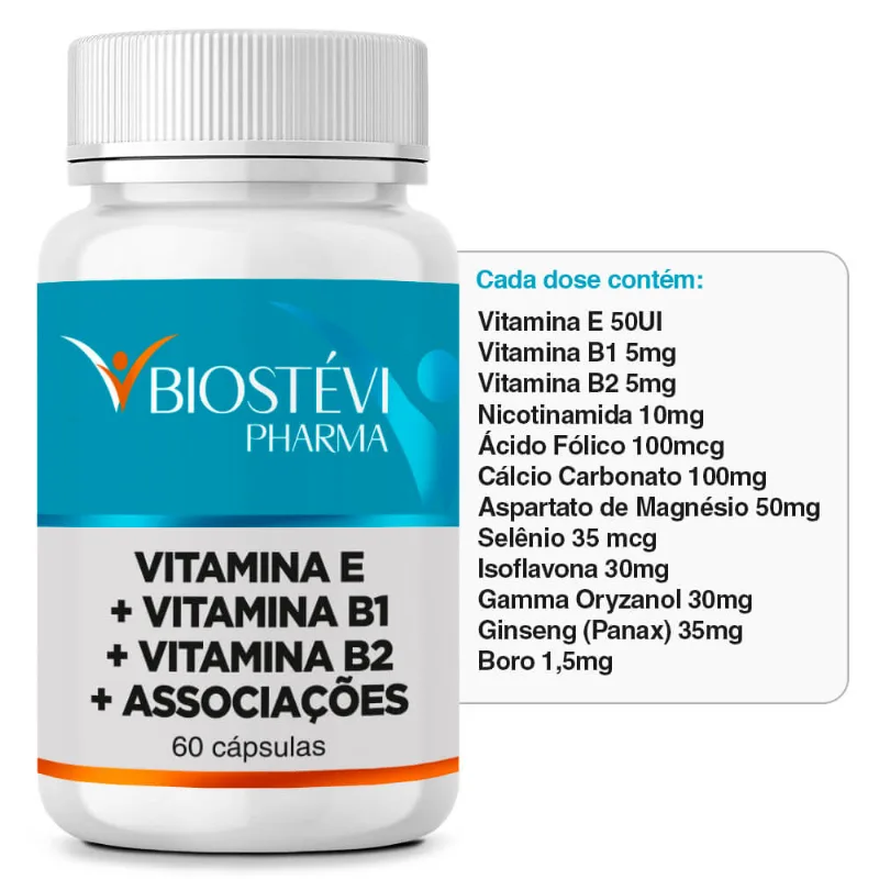 Composto Equilíbrio Hormonal da Mulher | Vitamina E 50UI + Vitamina B1 5mg + Vitamina B2 5mg + Associações 60 Cápsulas