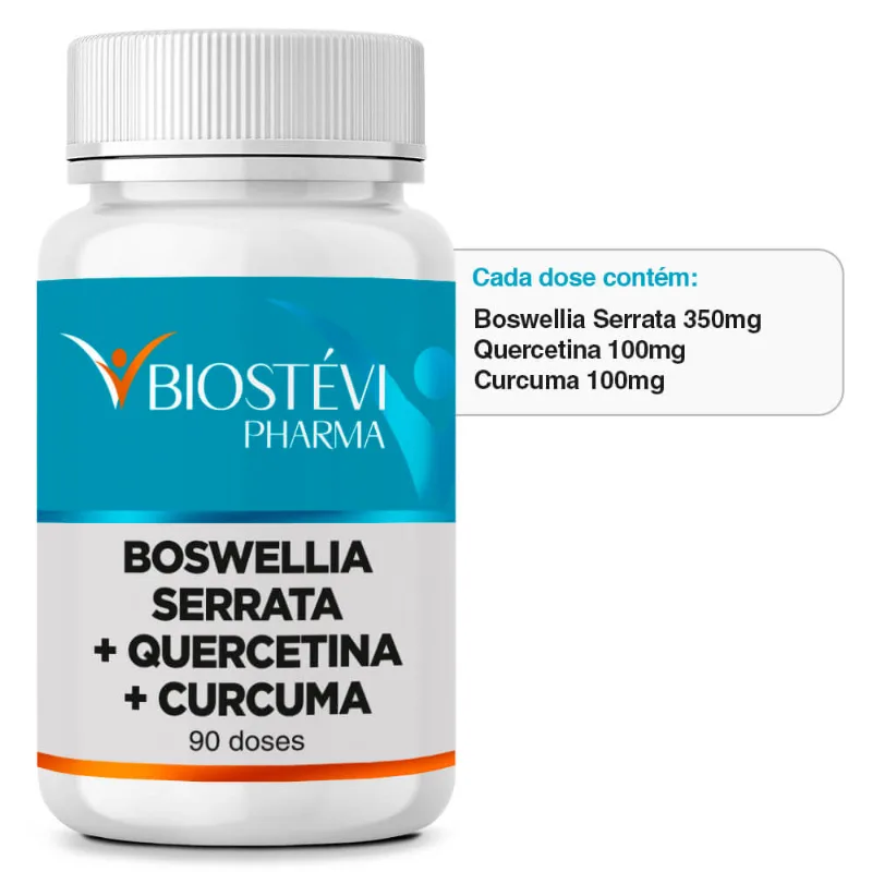 Composto Inflamação Intestinal | Boswellia Serrata 350mg + Quercetina 100mg + Curcuma 100mg 90 Cápsulas