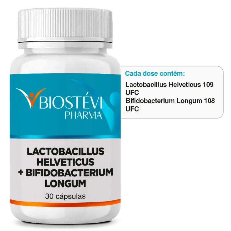 Lactobacillus Para o Bem-Estar Mental e Intestinal | Lactobacillus Helveticus + Bifidobacterium Longum 30 Cápsulas