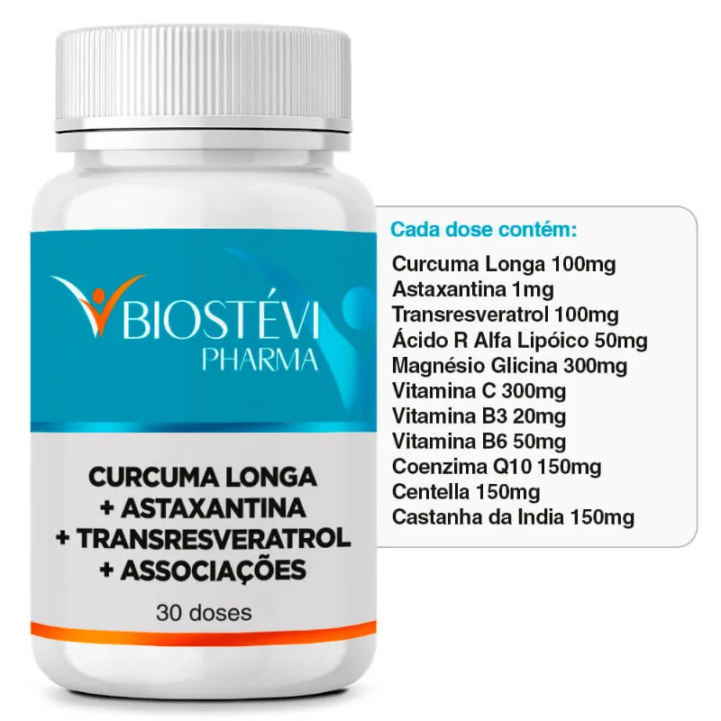 Fórmula para Lipedema | Cúrcuma Longa + Astaxantina + Transresveratrol + Associações 30 Doses