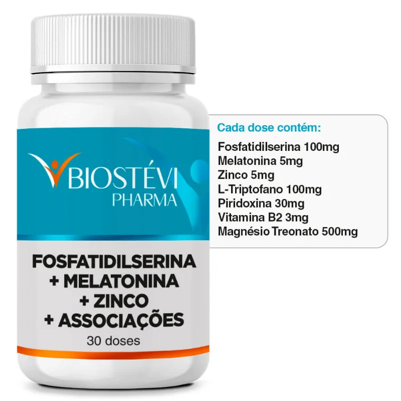 Melhores Noites e Descanso Mental | Fosfatidilserina + Melatonina + Zinco + Associações 30 Doses