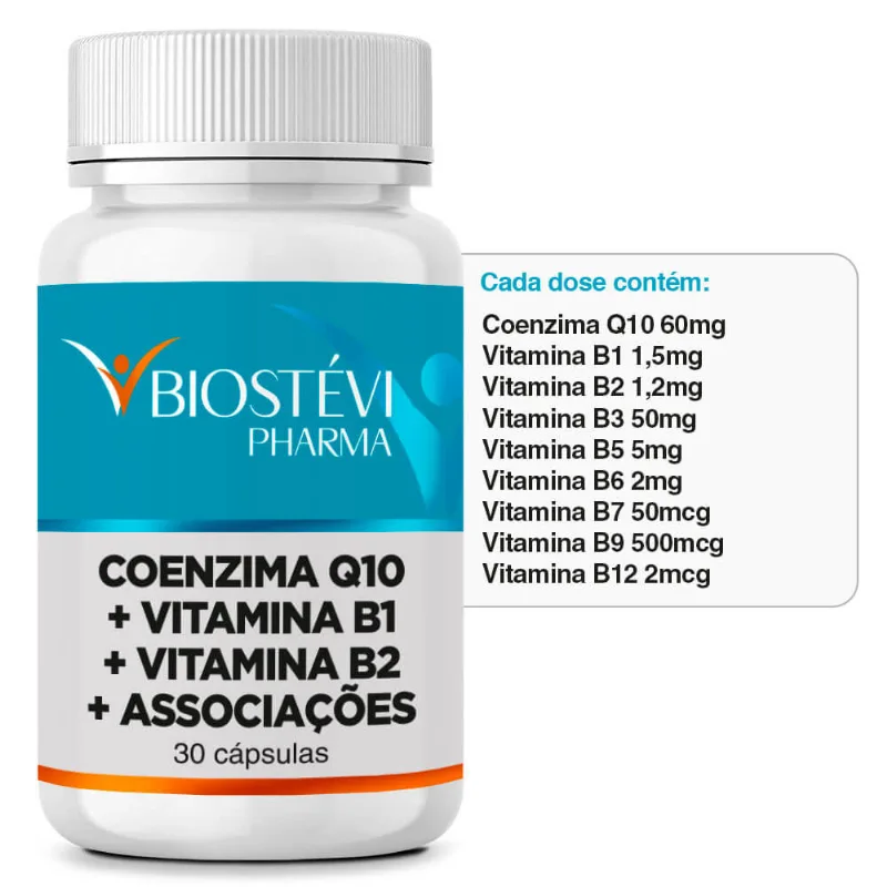 Coenzima Q10 + Vitamina B1 + Vitamina B2 + Associações 30 Cápsulas