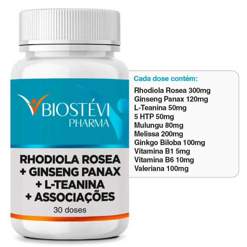 Booster Relax (Less Estress) | Rhodiola Rosea + Ginseng Panax + L-Theanina + Associações 30 Doses