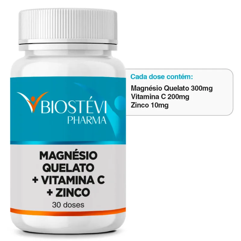 Imuno Booster | Magnésio Quelato + Vitamina C + Zinco 30 Doses