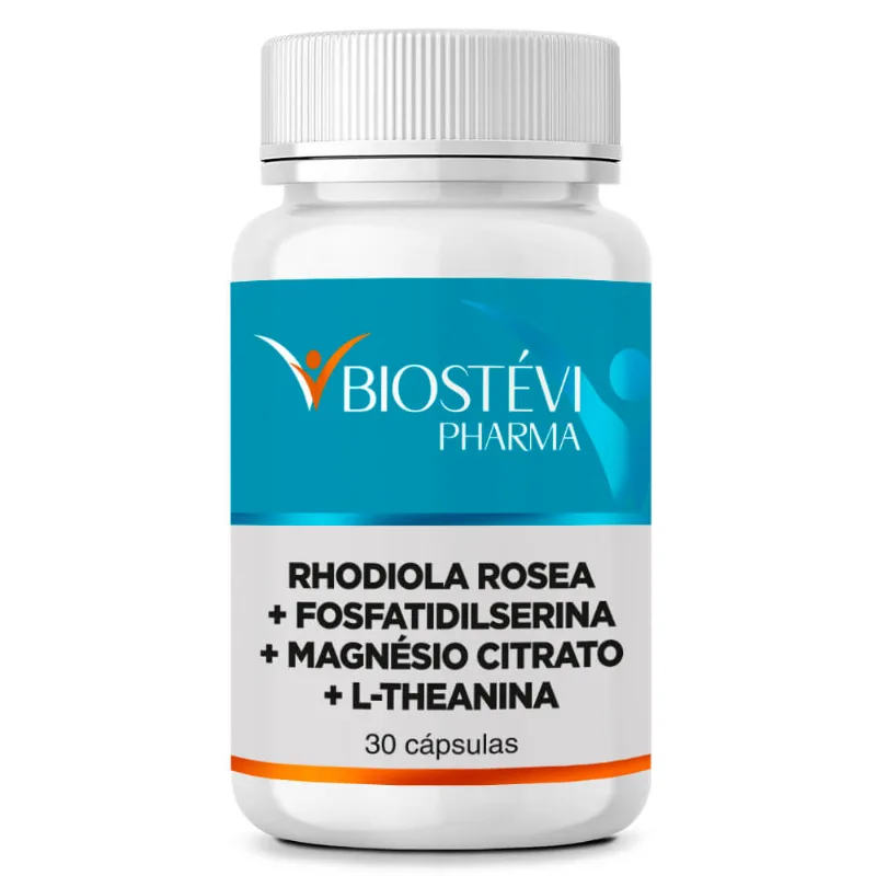Modulador de cortisol com rhodiola rosea, fosfatidilserina, magnésio citrato e L theanina 30 cápsulas