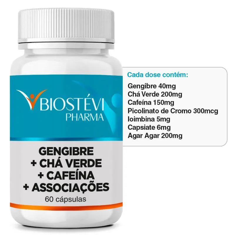 Termogênico Lipo Fit com Cafeína | Gengibre + Chá Verde + Cafeína + Associações 60 Cápsulas