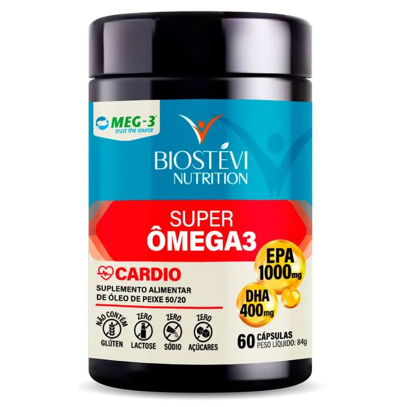 Super Ômega 3 Cardio EPA 1000mg DHA 400mg 60 cápsulas com selo MEG-3 Nutrition