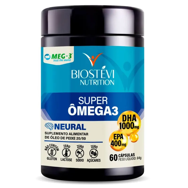 Super Ômega 3 neural EPA 400mg DHA 1000mg 60 Cápsulas com selo MEG-3 - Nutrition