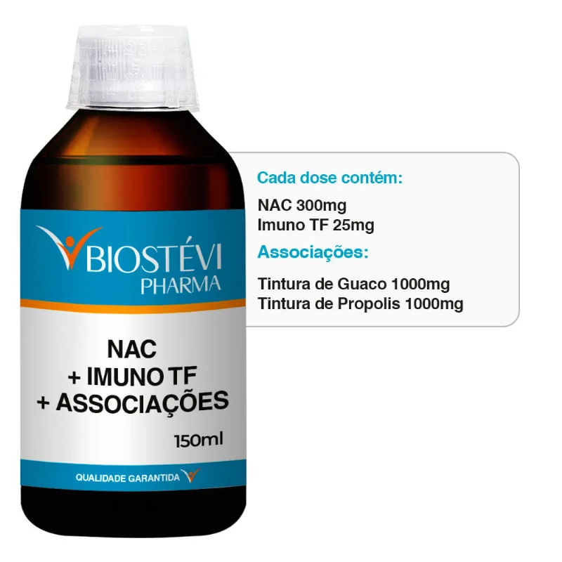Xarope NAC Adulto | NAC 300mg + Imuno TF 25mg + Tintura de Guaco 1000mg + Tintura de Propolis 1000mg - 150ml