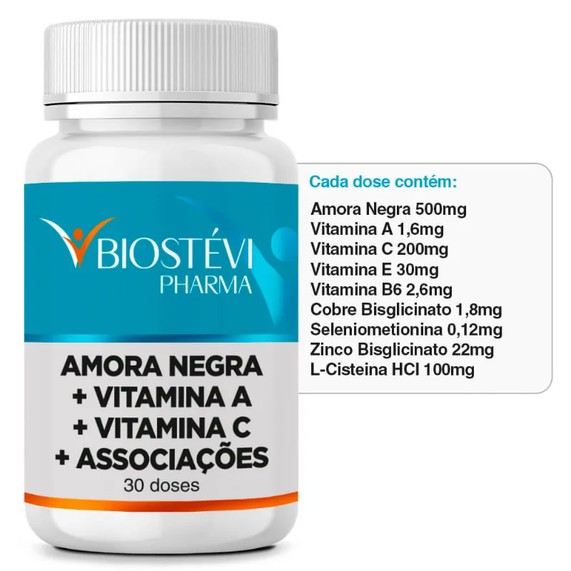 Amora Plus | Amora Negra + Vitamina A + Vitamina C + Associações 30 Doses