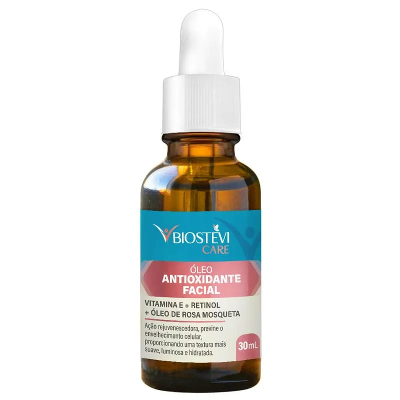 Óleo Antioxidante Facial | Vitamina E + Retinol + Óleo de Rosa Mosqueta 30ml