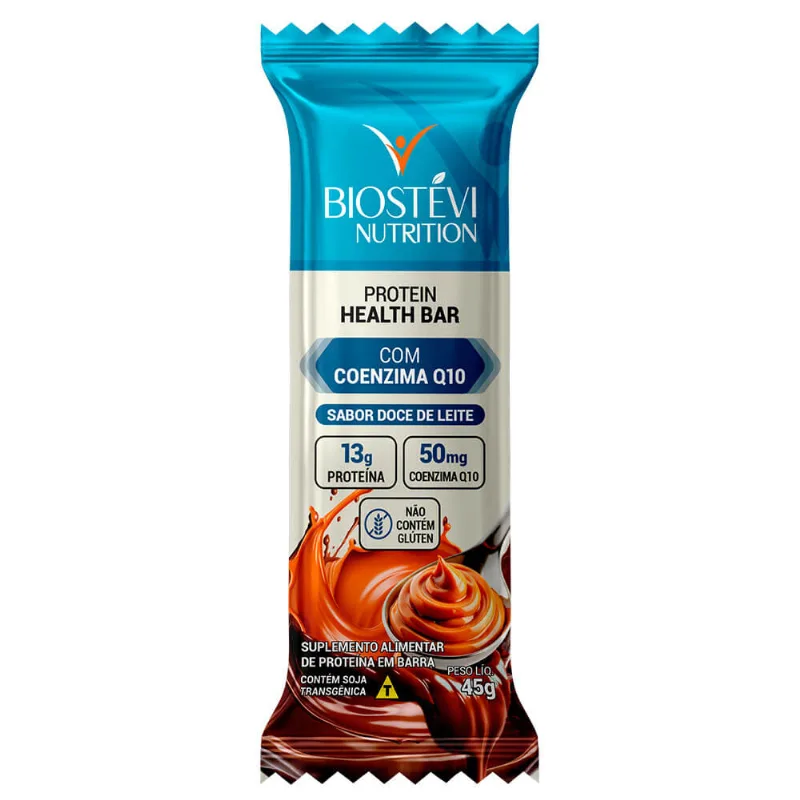Protein Health Bar com Coenzima Q10 (Sabor Doce de Leite) 45g Nutrition - Barra de Proteína Premium