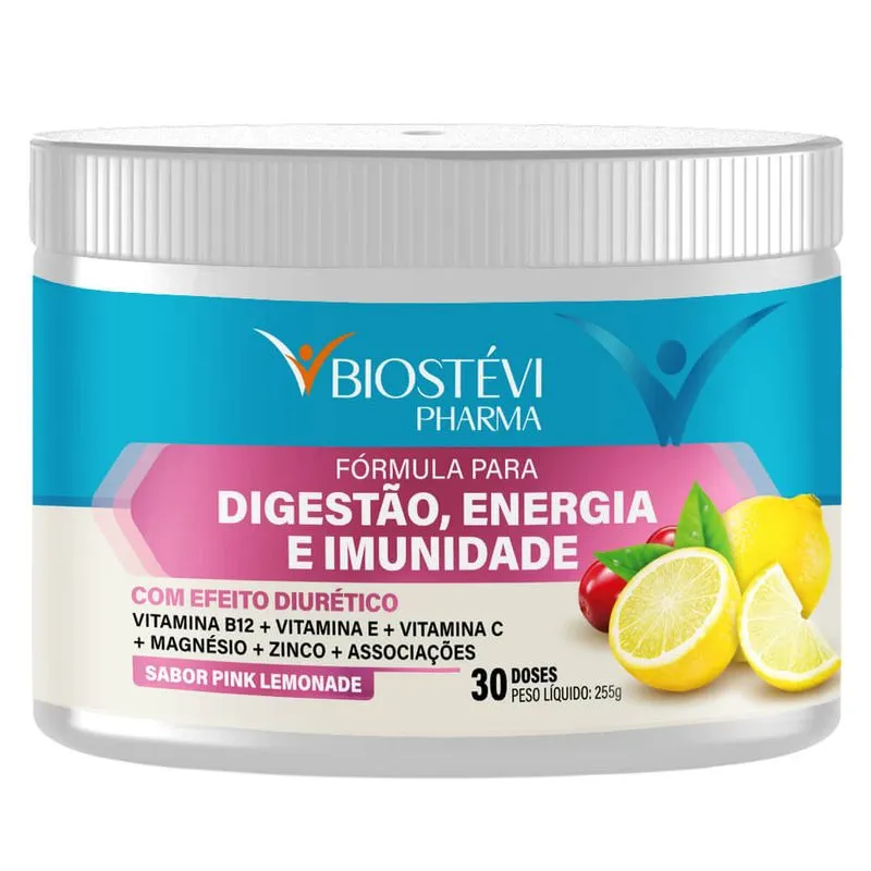 Fórmula para Digestão, Energia e Imunidade Sabor Pink Lemonade 255g | Vitamina B12 + Vitamina C + Biotina + Associações