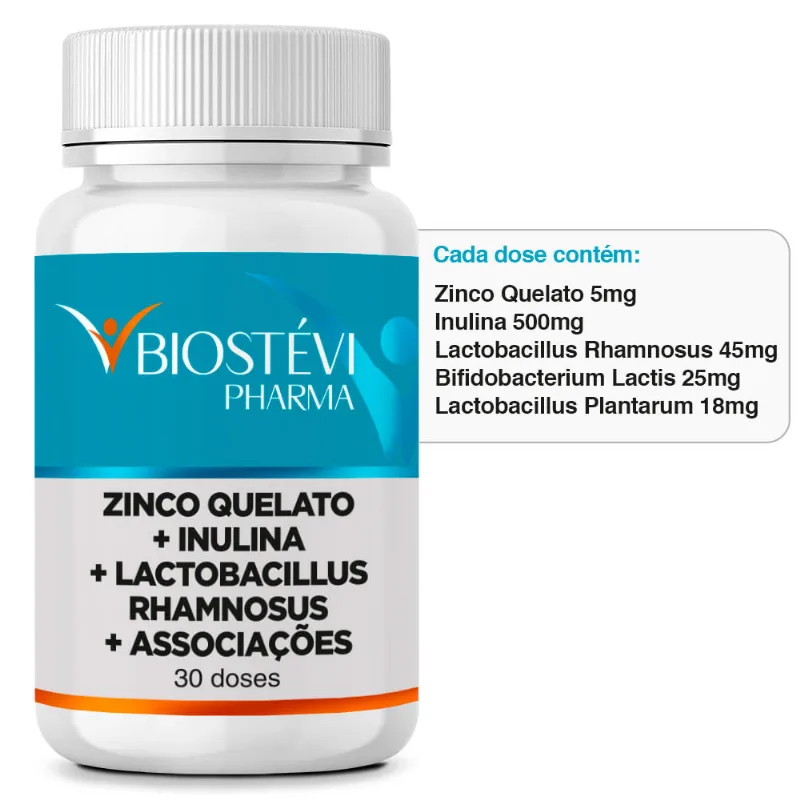 Probiótico Premium | Inulina + Zinco Quelato + Lactobacillus Rhamnosus + Associações 30 Doses Probiótico Premium | Inulina + Zinco Quelato + Lactobacillus Rhamnosus + Associações 30 Doses